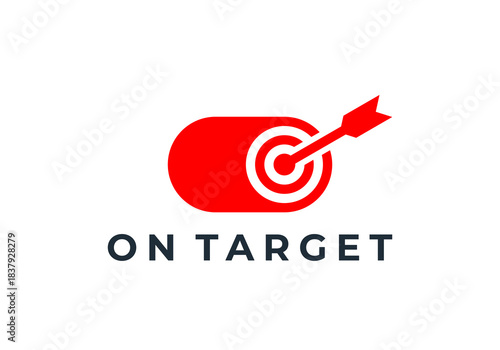 on off button with target logo vector design