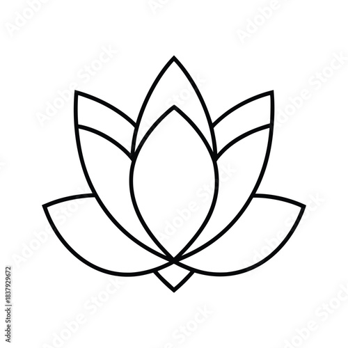 Minimalist lotus flower line art illustration representing elegant symbolic bloom Vector illustration