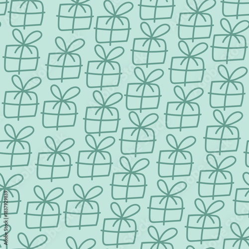 Boxes with bows seamless pattern