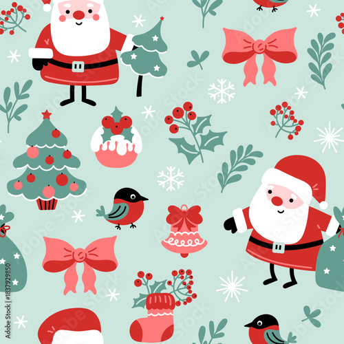 Seamless pattern with Christmas decor