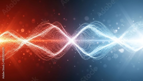 Sound Wave Collision Red and Blue Energy Waves.