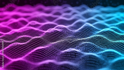 Digital Waveform Grid with Neon Pink Blue Glow.