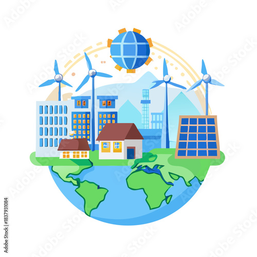 Global Renewable Energy Smart Grid Icon