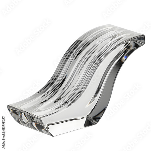 Abstract crystal wave form shining brilliantly on transparent background