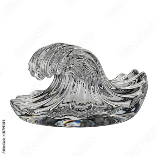 crystal sculpture with dynamic spiral motion on transparent background
