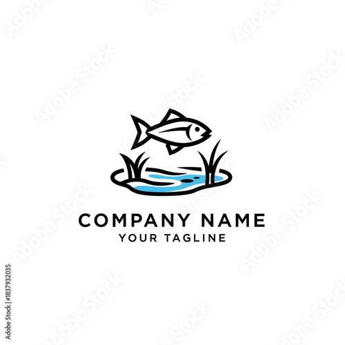 Wallpaper Mural Simple fish logo design template with aquatic elements and placeholder text. Torontodigital.ca