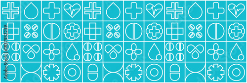 Line mosaic hospital background with abstract medical and science pattern.