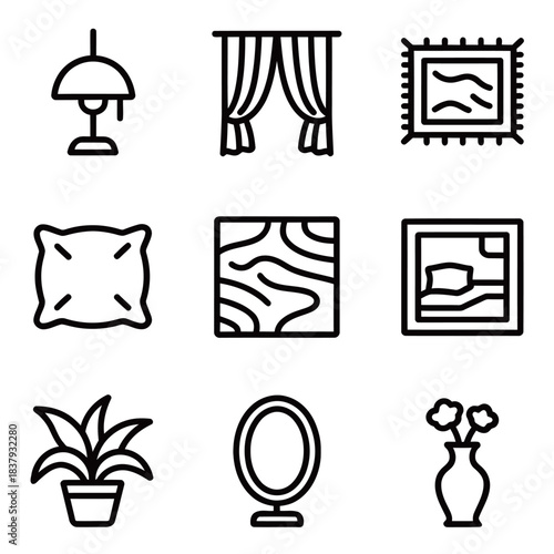 Diverse Occupations and Professions Avatar Outline Icons Set