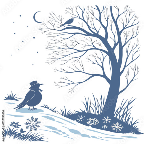 Snowman silhouette with natural curves pure black 