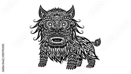 Intricate Shisa Foo Dog Vector Illustration