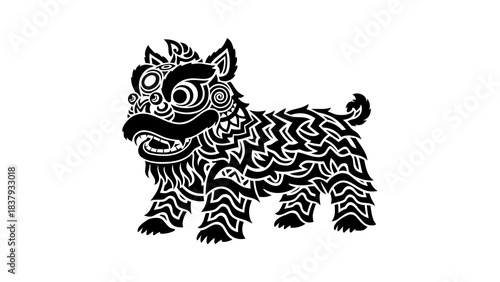 Traditional Stylized Foo Dog Guardian Lion Shishi Vector Illustration