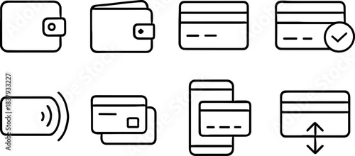 UI interface icons set. Home, user, menu, phone, settings, arrows, notifications outline symbols