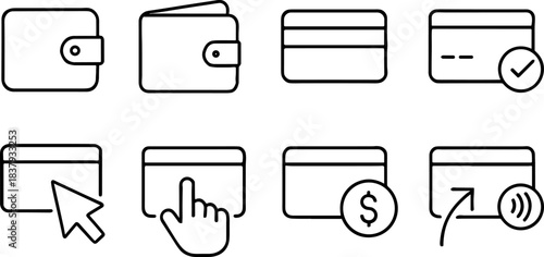 UI interface icons set. Home, user, menu, phone, settings, arrows, notifications outline symbols