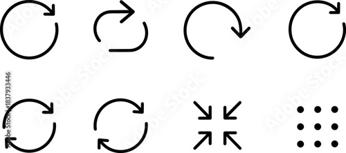 UI interface icons set. Home, user, menu, phone, settings, arrows, notifications outline symbols