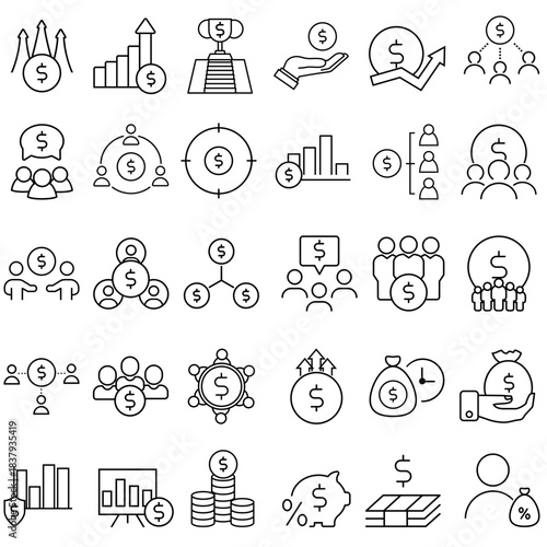 Profitable business icon vector set. Business Illustration sign collection. Business team symbol or logo.