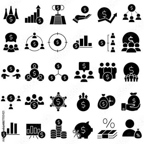 Profitable business icon vector set. Business Illustration sign collection. Business team symbol or logo.