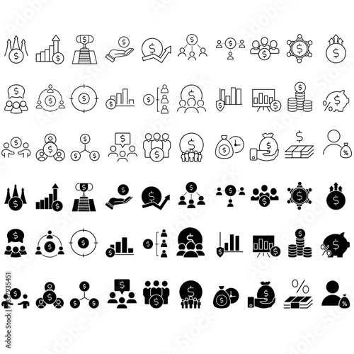 Profitable business icon vector set. Business Illustration sign collection. Business team symbol or logo.