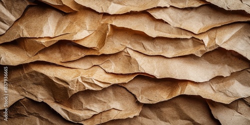 Brown paper close-up for recycling, ecology, and sustainable waste management. Pages, warehouse storage, and eco-friendly solutions for responsible waste and environmental care, Generative AI