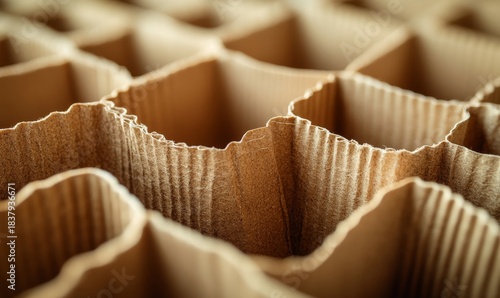 Cardboard close-up for waste recycling, reuse, and eco-friendly packaging practices. Logistics and supply chain solutions with creative textures and eco-conscious shipping systems, Generative AI
