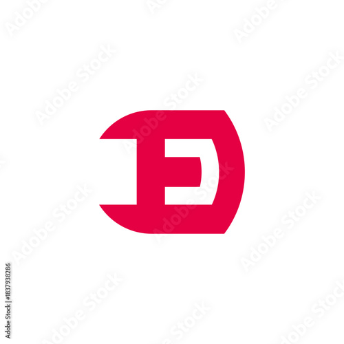 letter de linked red geometric abstract logo vector