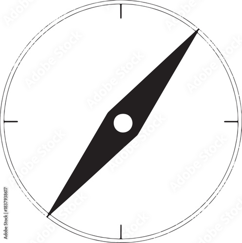 Black compass needle on white background Keywords: compass, navigation, direction, north, south