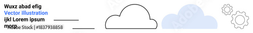 Cloud technology, workflow optimization, data management, cloud computing, digital solutions, process automation. Abstract cloud with gears transition and progress. Cloud computing and workflow