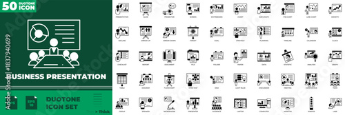 Business Presentation Duotone Editable Icons set