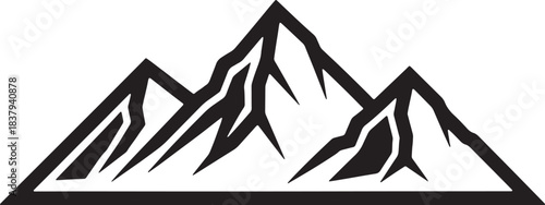 Black stylized mountain range on white background mountains