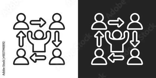 Collaboration Icon In Black And White Line Style