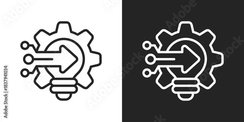 Integration Icon In Black And White Line Style