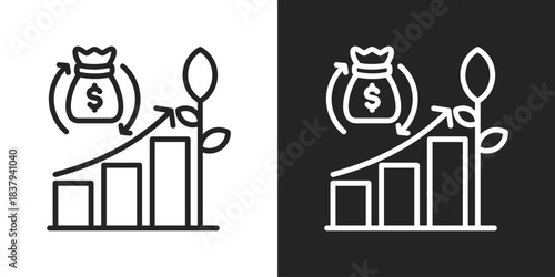 Sustainability Icon In Black And White Line Style