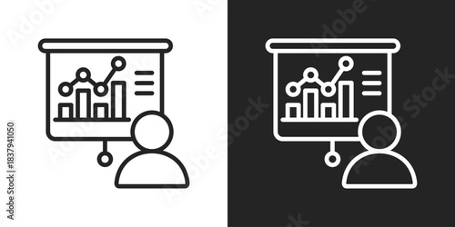 trend Icon In Black And White Line Style