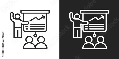 Training Icon In Black And White Line Style