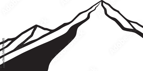 Stylized black mountain peak on white background summit