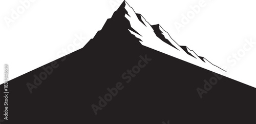Stylized Black Silhouette of a Jagged Mountain Peak