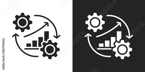 Continuous Improvement Icon In Black And White Glyph Style