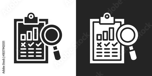 Business Evaluation Icon In Black And White Glyph Style