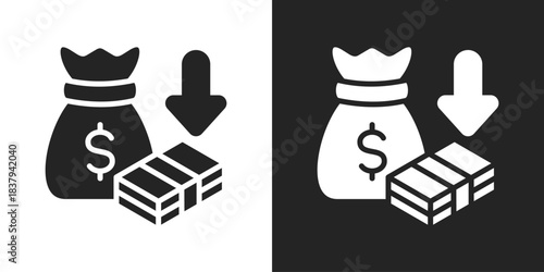 reduction Icon In Black And White Glyph Style
