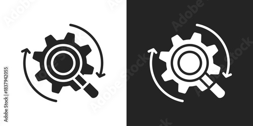 Research Icon In Black And White Glyph Style