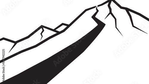 Abstract mountain range with a dark slope peak summit