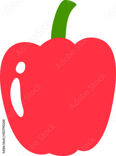 Red Bell Pepper, Vegetable Flat Style Illustration