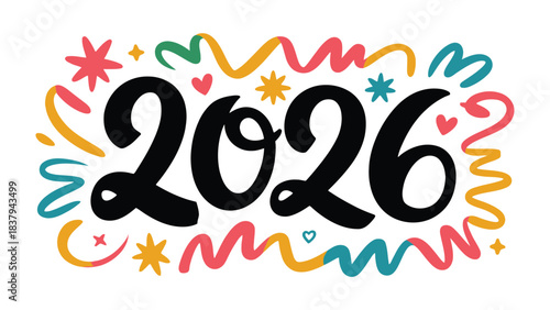 Countdown to 2026: A vibrant and colorful design marks the anticipation of the year 2026, offering a visual representation of the future with a festive touch.