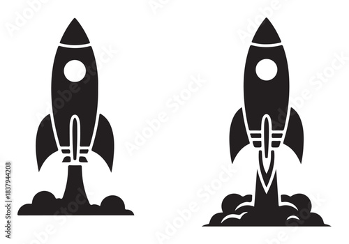 Rocket icon set. business start up symbol. rocket launching sign. vector silhouette