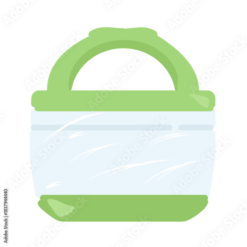 黄緑色のプールバッグ　イラスト