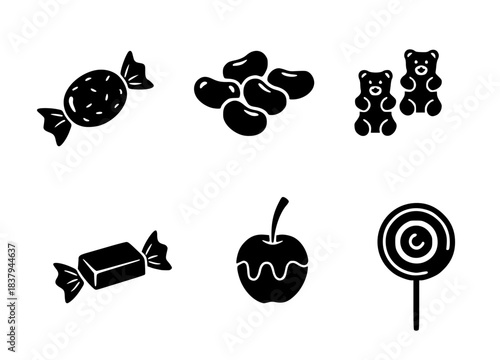 candy silhouette set, isolated background