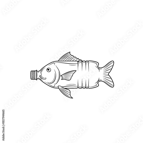 Fish shaped like plastic bottle illustrating environmental issues  