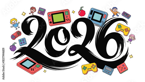 A Glimpse into 2026: An Illustration Displaying Vintage Gaming Consoles, hinting at future entertainment experiences.