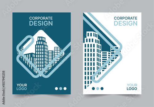 Report Cover Template design. Corporate business marketing or architecture pamphlet layout illustration