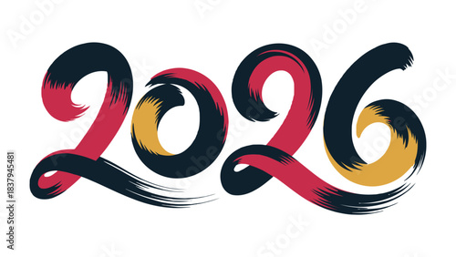 Bold 2026: An expressive artwork that boldly proclaims the number 2026, rendered with dynamic brushstrokes, making a statement for the future. 