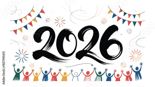 Year 2026 Celebration: A vibrant visual symbolizing the anticipation and celebration of the year 2026, combining festive elements and unity.
